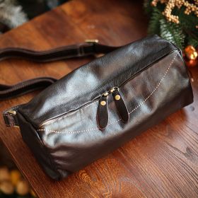 Cowhide Motorcycle Fanny Pack Harajuku Single Shoulder Crossbody Bag (Color: Coffee)