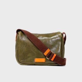 Cowhide Vintage Shoulder Messenger Bag (Color: Green)