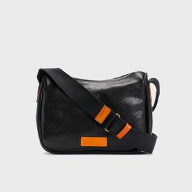 Cowhide Vintage Shoulder Messenger Bag (Color: Black)